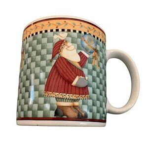 Vintage 2000 Debbie Mumm Santa Christmas Mug Sakura Ceramic Coffee Tea Stoneware